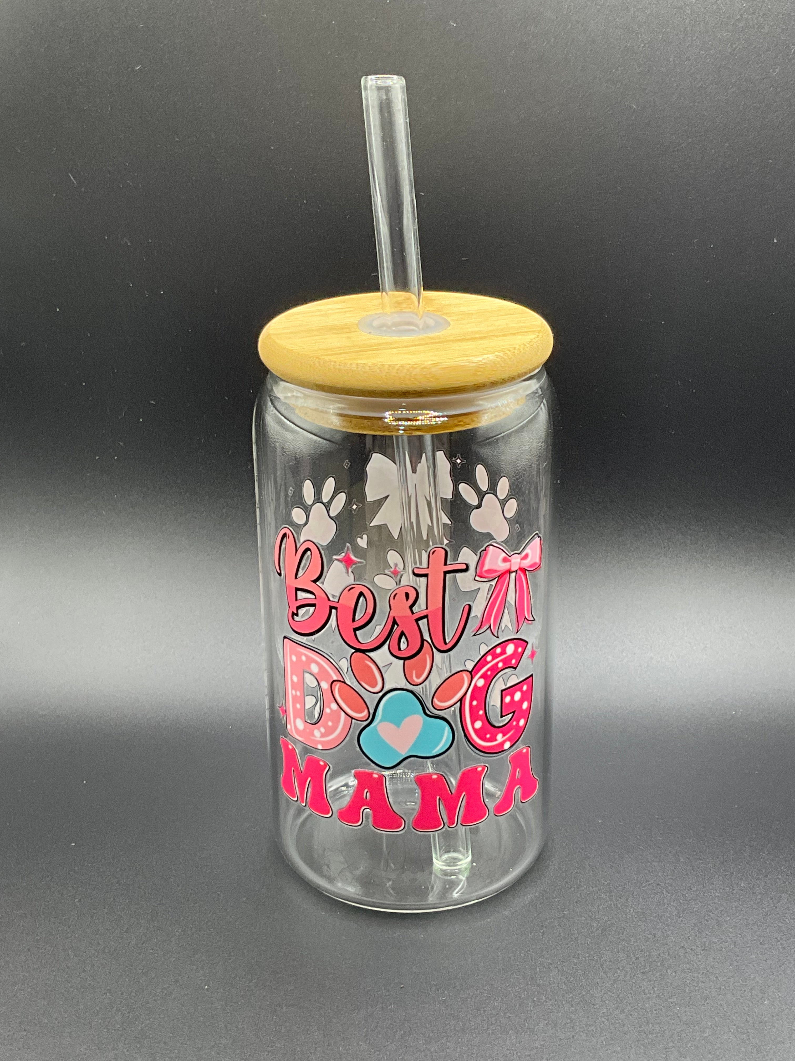 Dog mama glass cup