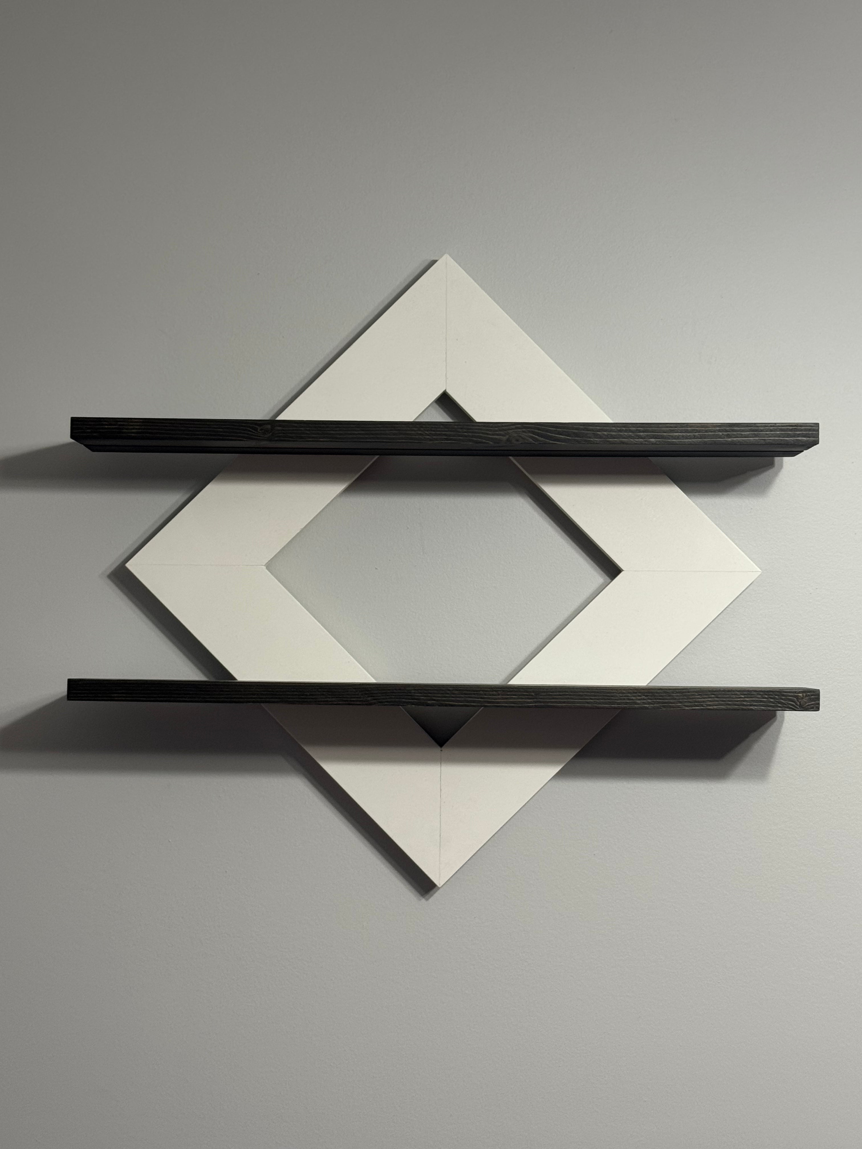 Handmade diamond shape wall shelf