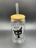 Funny cat glass cup