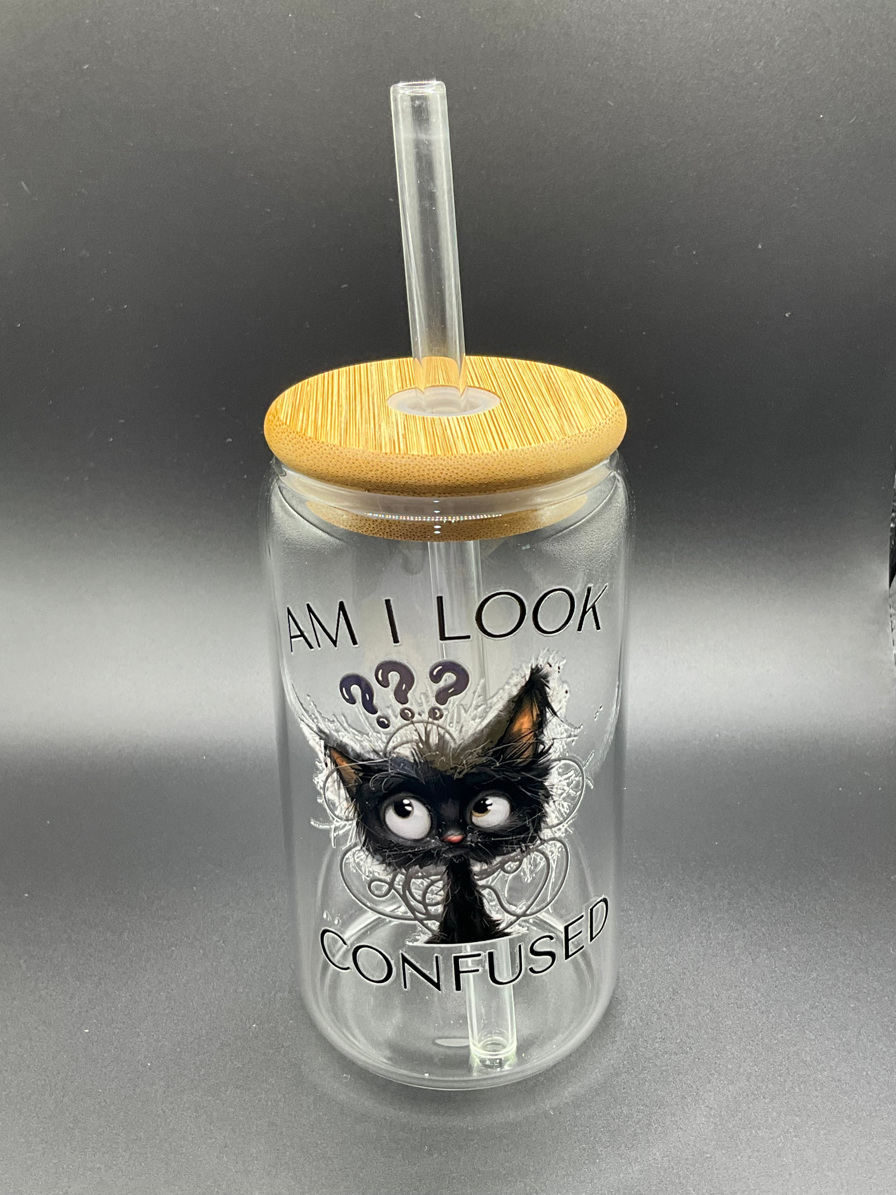 Funny cat glass cup