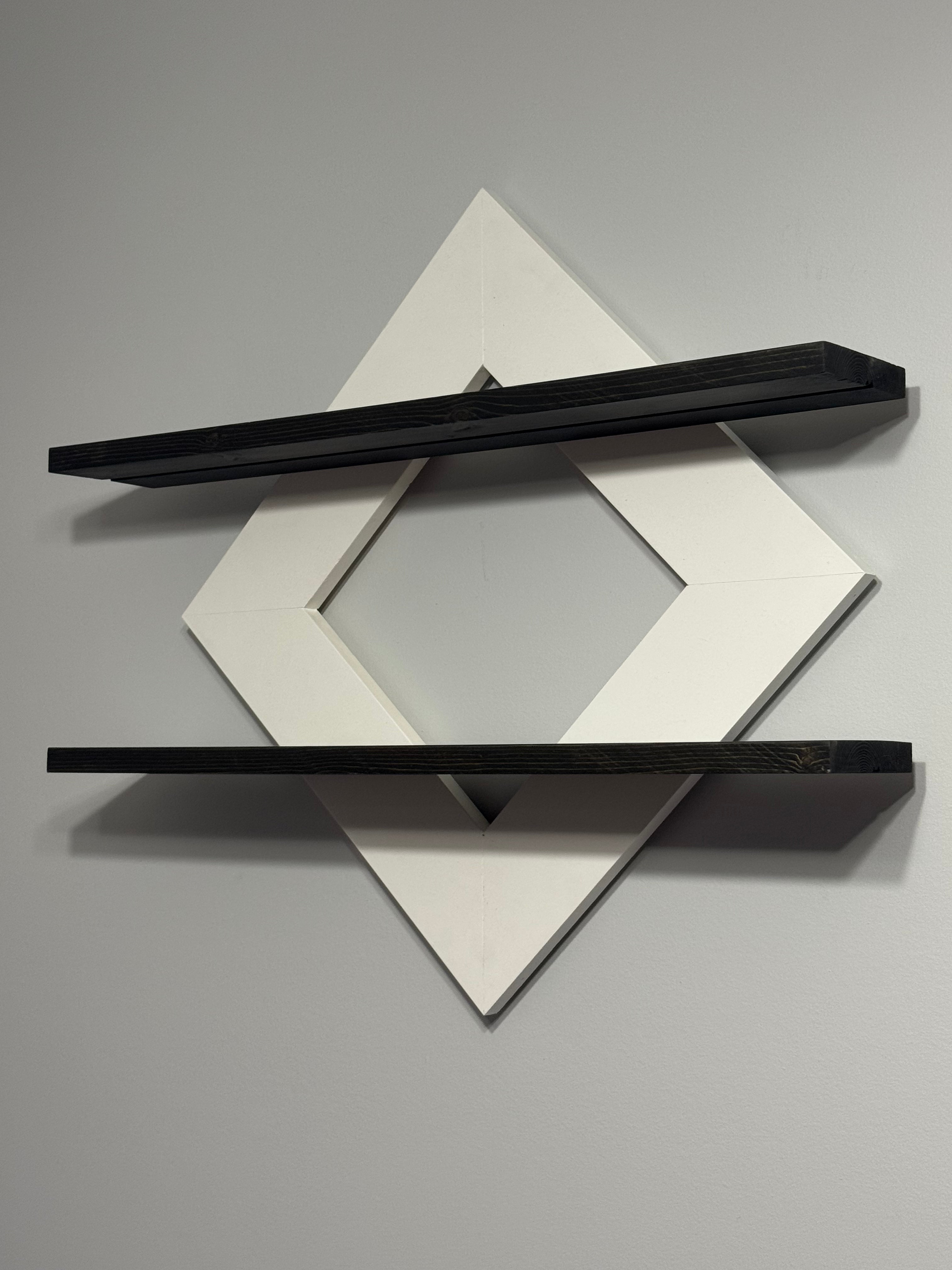 Handmade diamond shape wall shelf