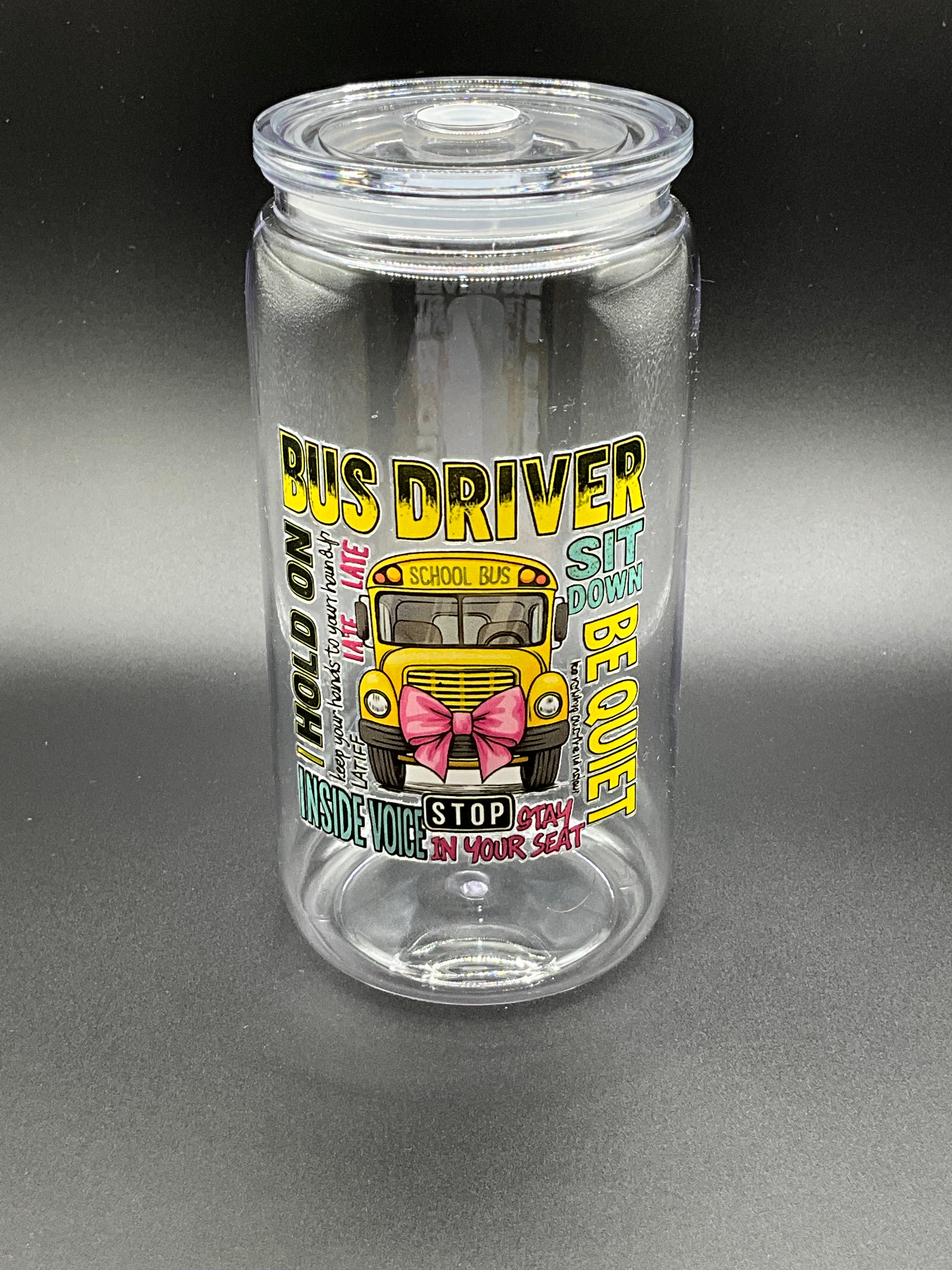 School bus plastic cup